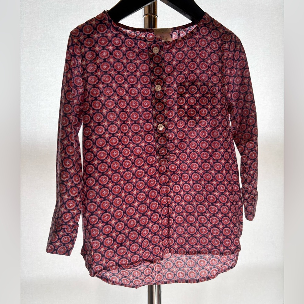 Crewcuts Girls Long Sleeve Printed Button-Front Top – Size 3